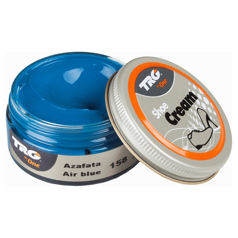 Professional Air Blue TRG shoe cream for leather conditioning colour restoration and protection in a 50ml dumpi jar