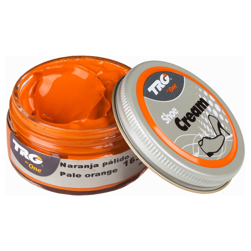 TRG Pale Orange shade professional shoe cream for leather conditioning and soft colour maintenance in a 50ml dumpi jar