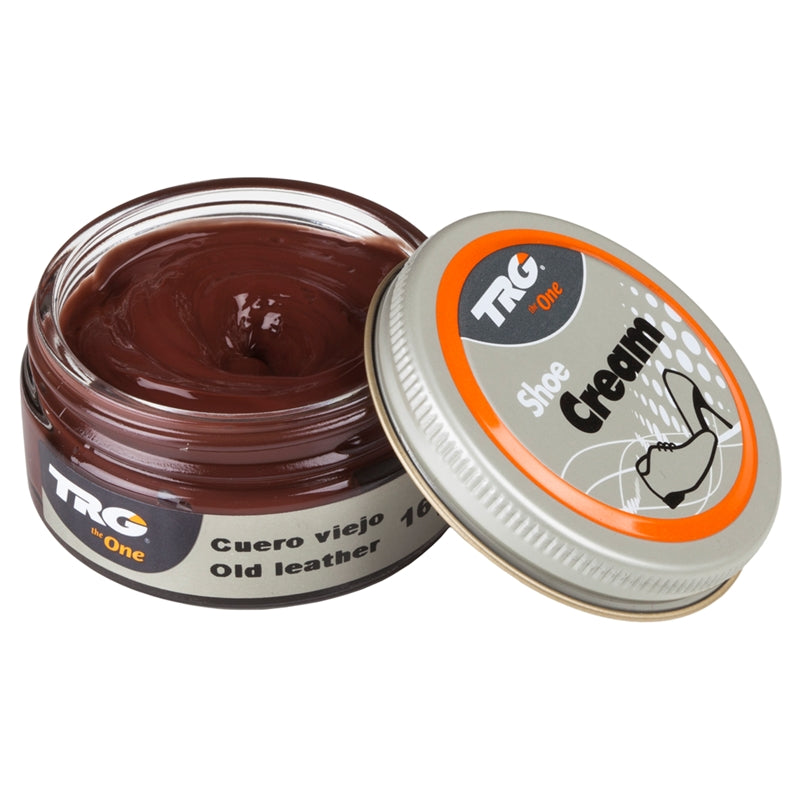 TRG Old Leather colour shoe cream for professional conditioning and antique tone maintenance in a 50ml dumpi jar