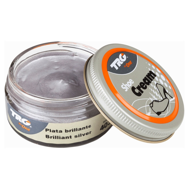 Professional Silver TRG shoe cream for leather conditioning metallic colour restoration and protection in a 50ml dumpi jar