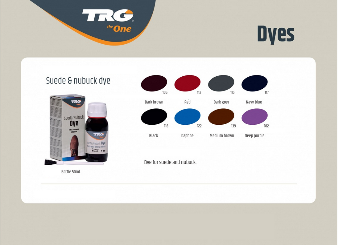TRG Suede Dye application for professional colour results that preserve suede's soft feel and texture