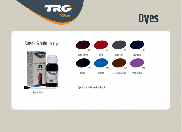 TRG Suede Dye application for professional colour results that preserve suede's soft feel and texture