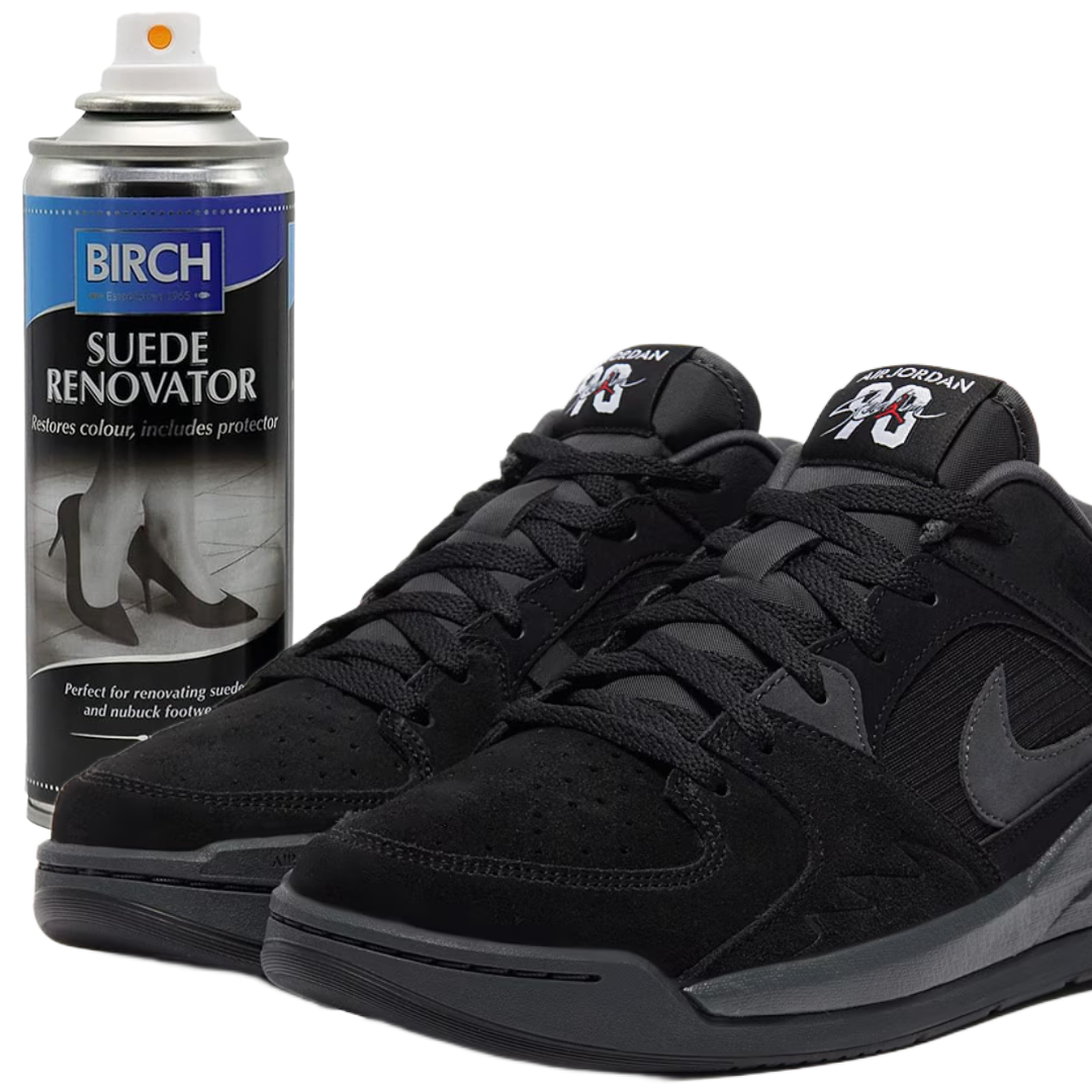 BIRCH Suede Renovator in black maintains natural nap and texture while providing colour renewal