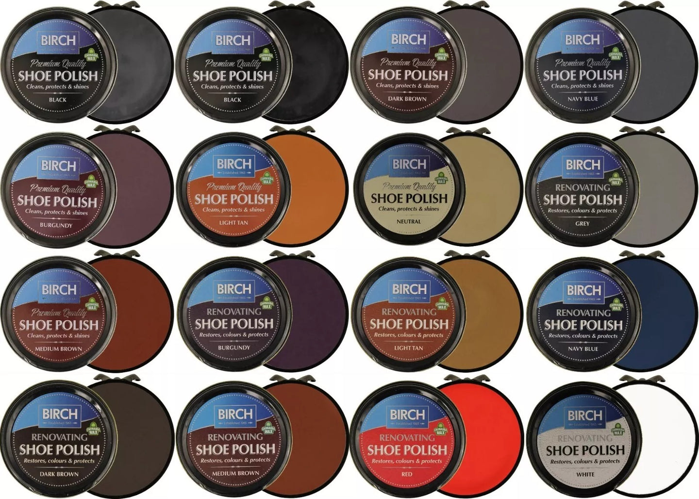 BIRCH Shoe Polish provides a beautiful lustrous shine and creates a protective barrier against moisture and dirt