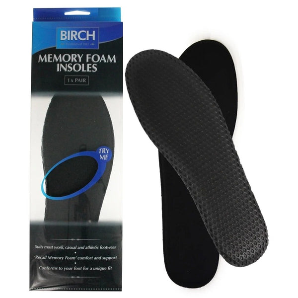 BIRCH Memory Foam Insoles offer exceptional comfort that adapts to your feet with moulding technology