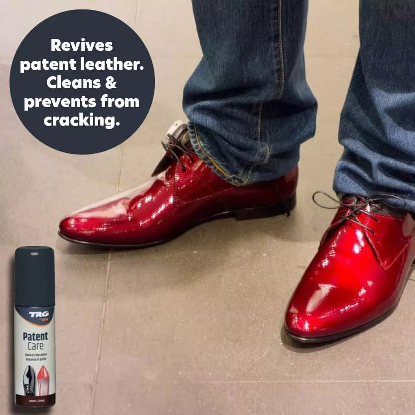 TRG Patent Care restoring brilliant shine to faded patent leather accessories and footwear