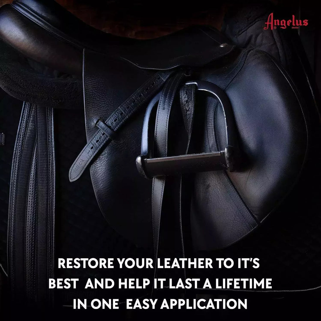 Before and after demonstration of Angelus Liquid Saddle Soap restoring cleanliness to worn leather goods