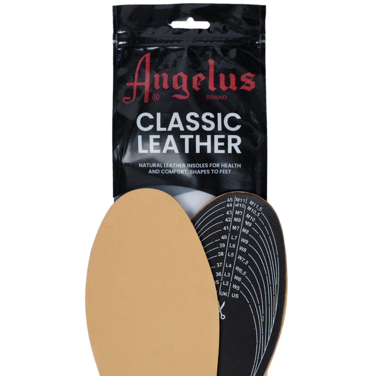 Active carbon latex base in Angelus Leather Insoles absorbs moisture and prevents odour formation during extended wear