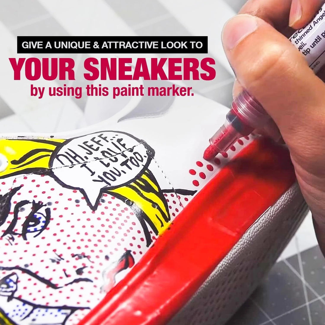 Close-up view of the Angelus 3mm empty paint marker tip designed for reversible use and fine application in custom art