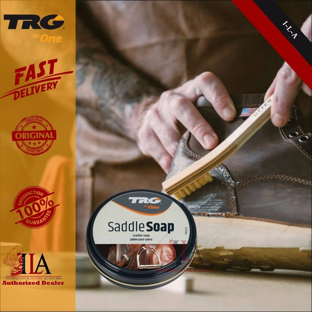Applying TRG Saddle Soap for gentle yet effective cleaning of leather saddles tack and accessories