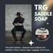 TRG Saddle Soap in use creating rich lather for thorough leather cleaning and natural conditioning