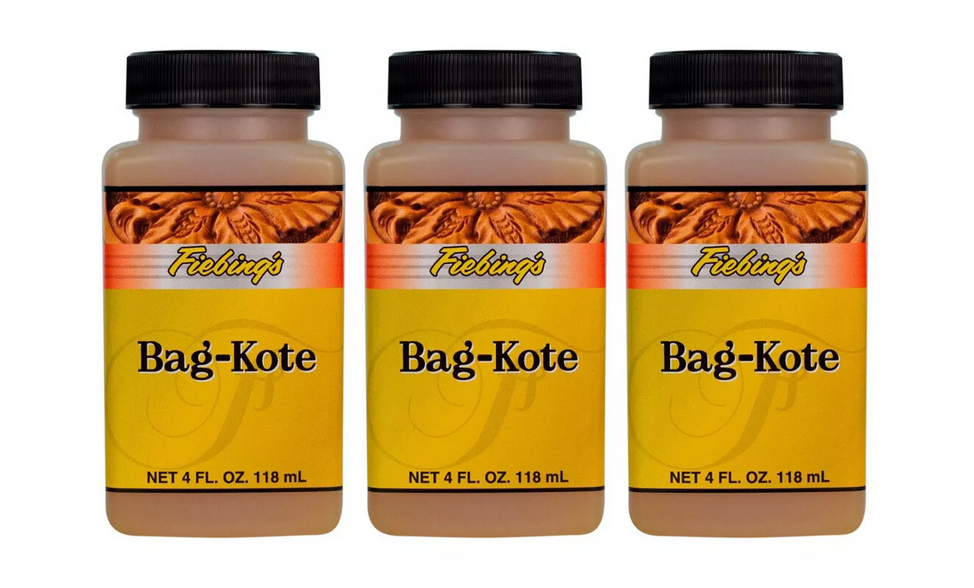 Professional leather finishing with Fiebing's Bag Kote dries to a neutral non-tacky film