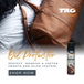TRG Oil Protector aerosol in use for targeted defence against grease stains on leather bags and accessories
