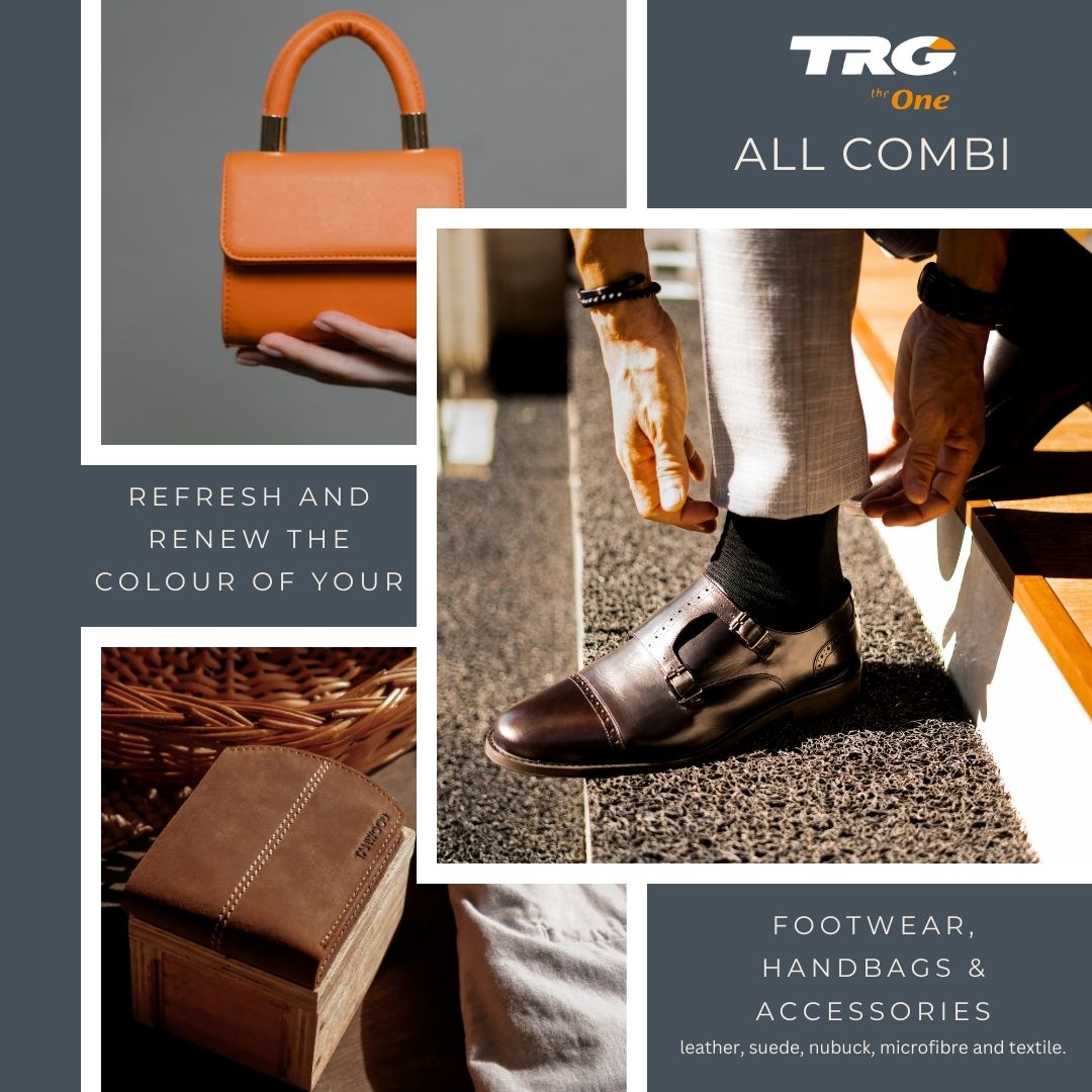 Applying TRG All Combi multi-surface cleaner for comprehensive leather maintenance and protection treatment