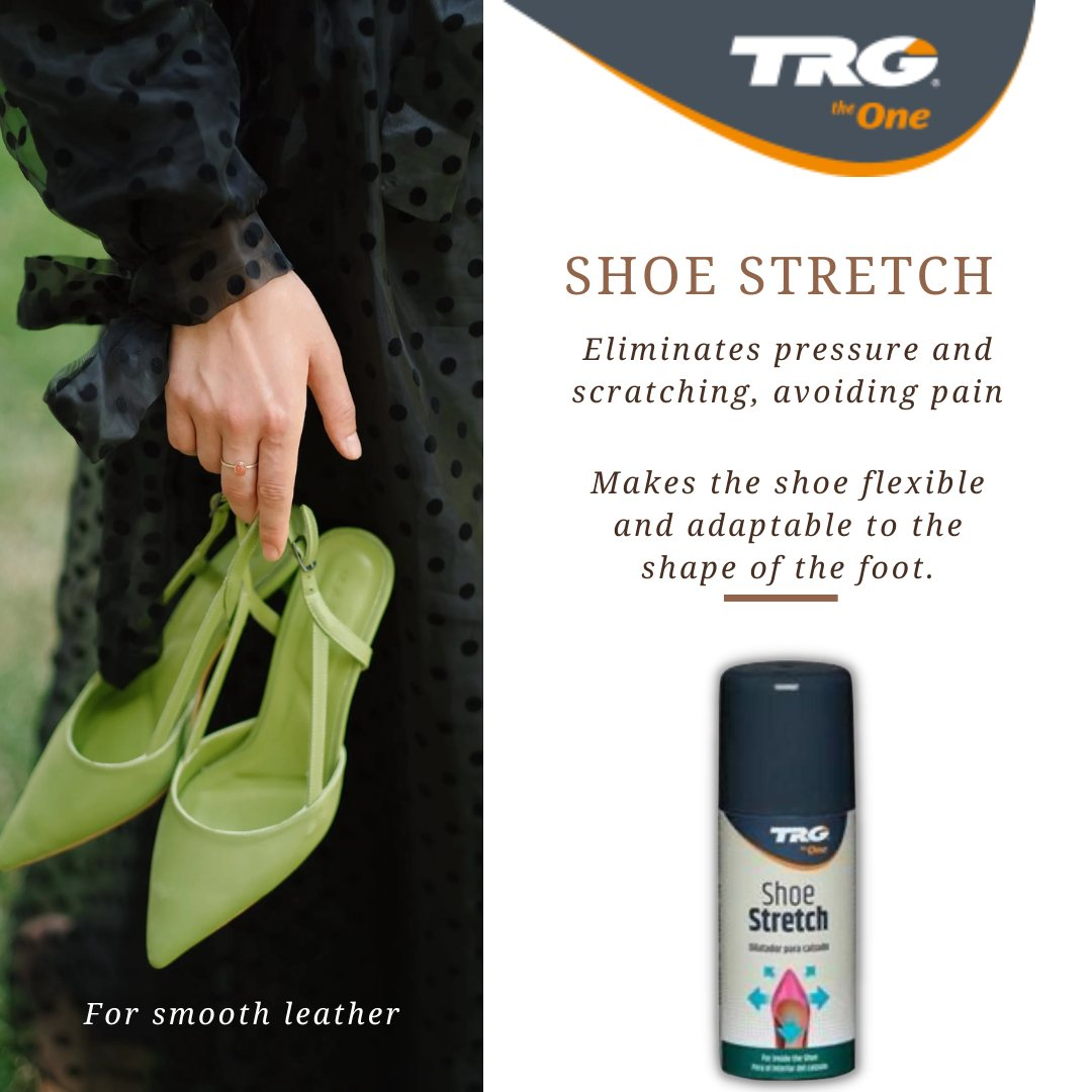 TRG Shoe Stretcher Spray in use for breaking in new shoes and relieving pressure points effectively