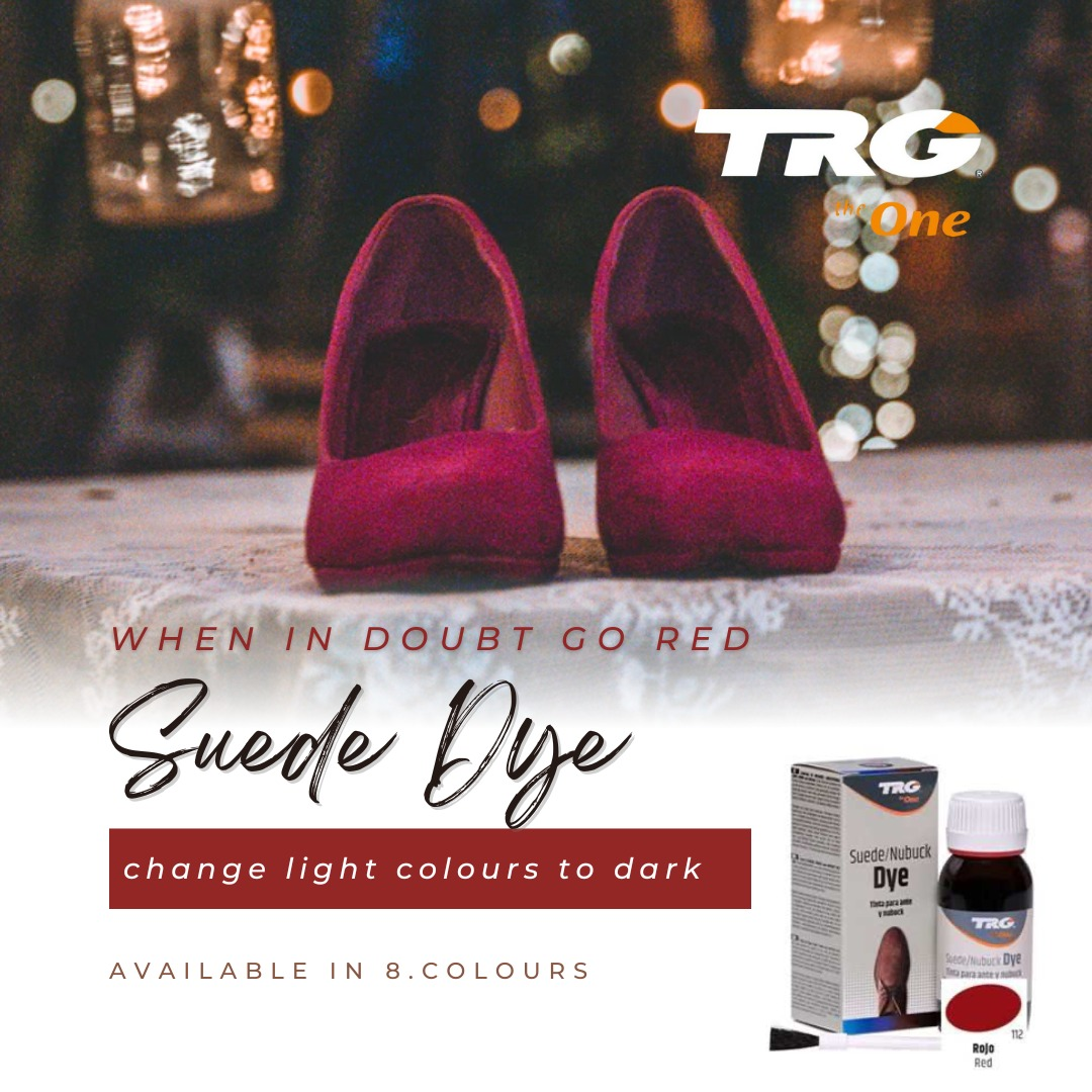 TRG Suede Dye providing specialized colouring for suede restoration and creative customisation projects