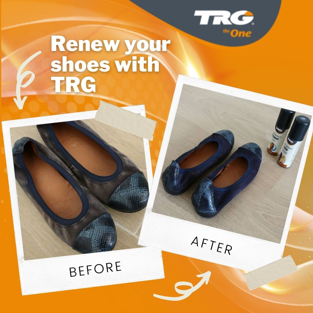 TRG Nubuck Colour applicator in use for precise colour application on delicate nubuck shoe surfaces