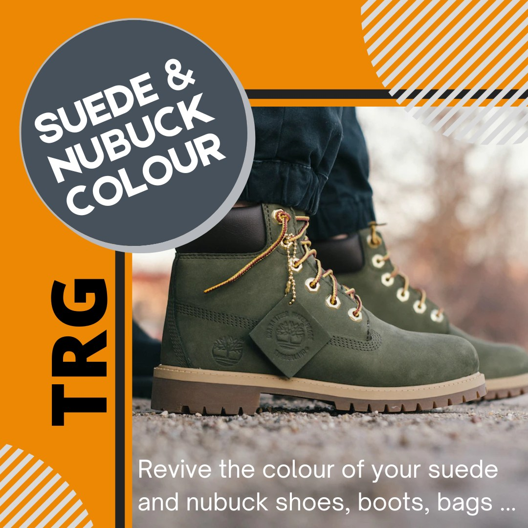 Professional nubuck restoration using TRG Nubuck Colour with included applicator for even coverage
