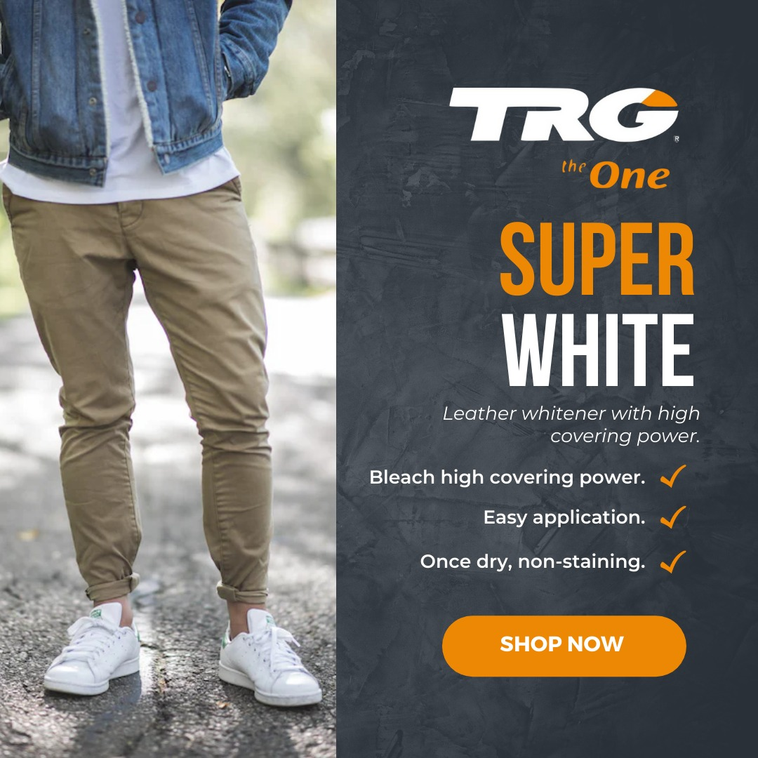 TRG Superwhite in use restoring new shoe brightness to faded white leather shoes and sneakers