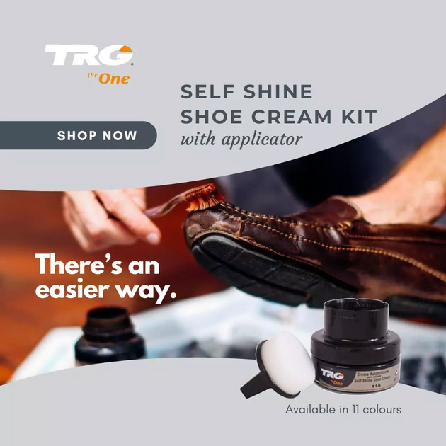 TRG Self Shine Renovating Cream application for comprehensive shoe refreshment and maintenance