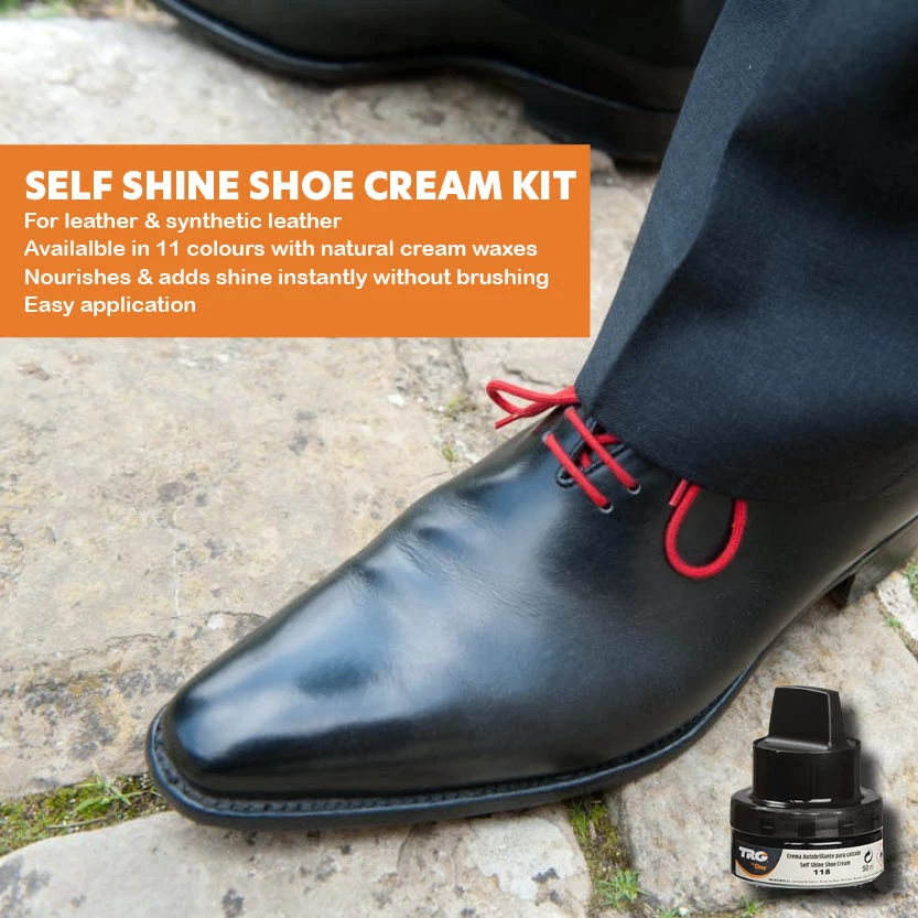 Using TRG Self Shine Renovating Cream to address minor scuffs and refresh shoe appearance