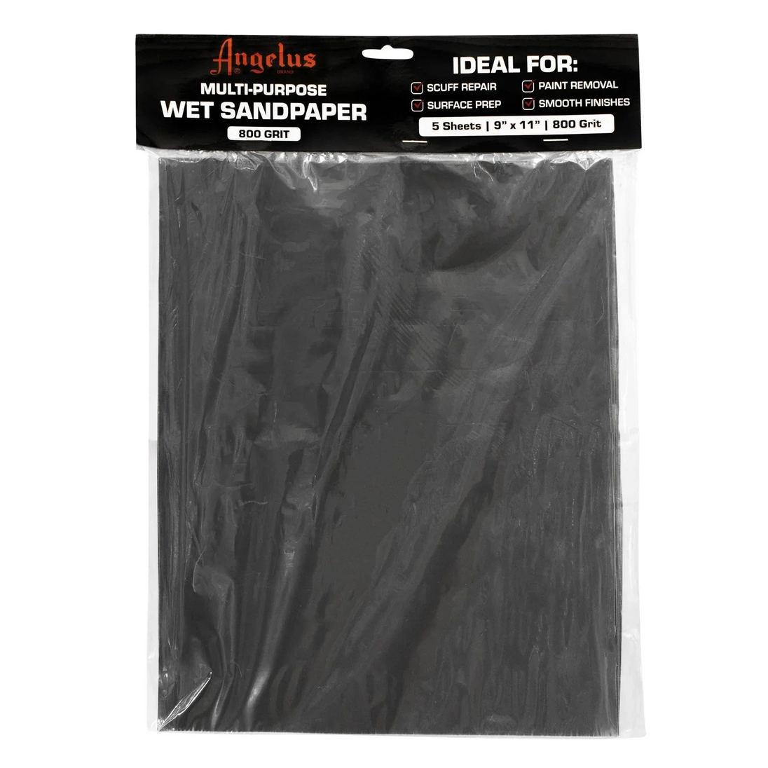 Close-up of Angelus 800 Grit Sandpaper showing fine abrasive for intermediate surface preparation stages