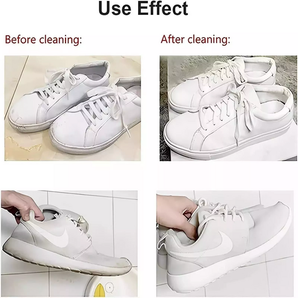 Professional sneaker whitener restoring original bright white appearance to midsoles uppers and sneaker components