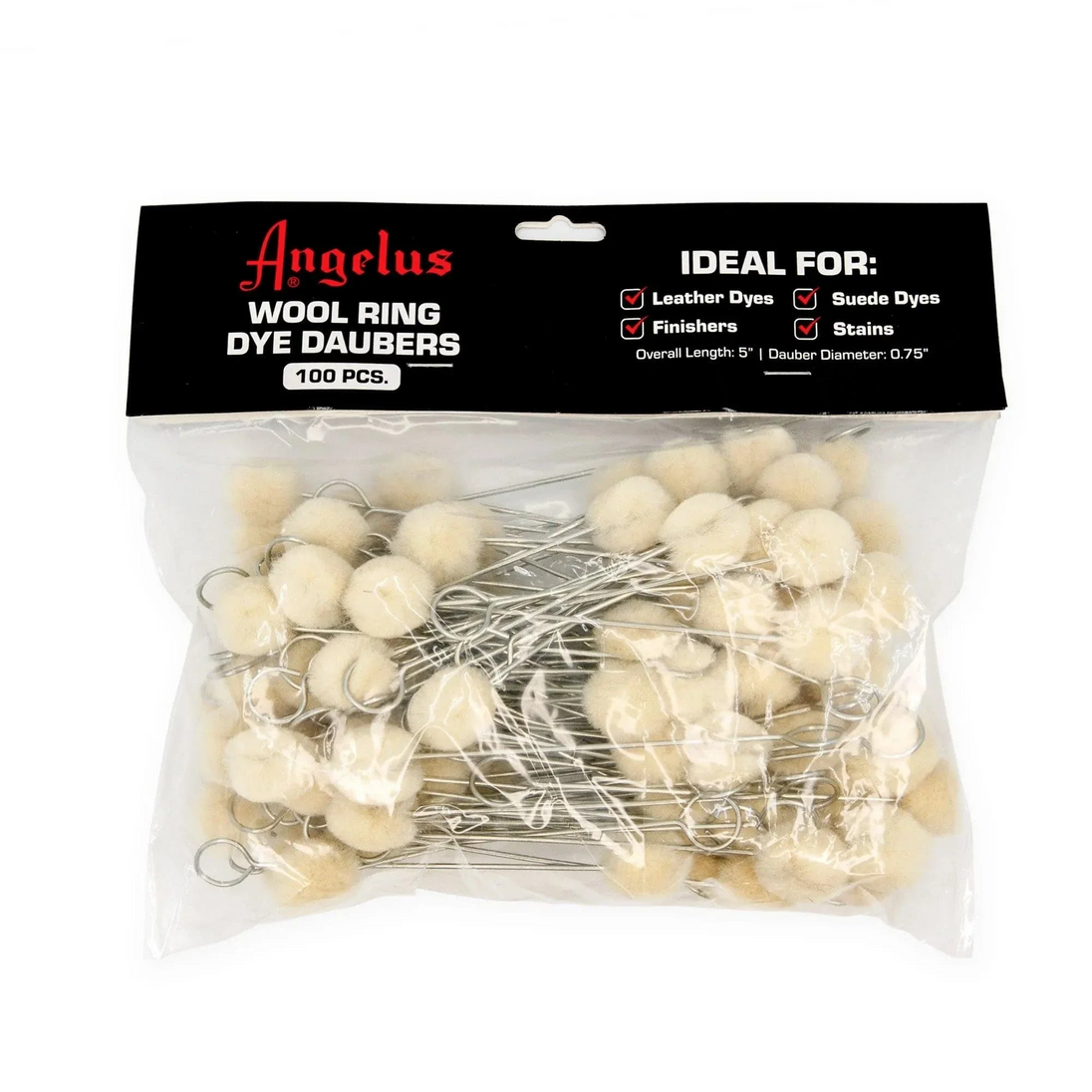Package of 100 Wool Ring Dye Daubers 5-inch professional tools for precise dye application on leather and fabric projects