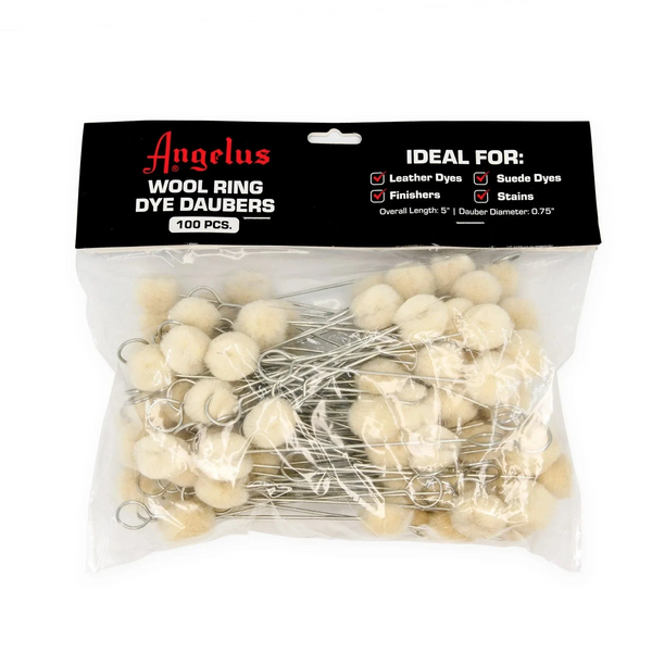 Package of 100 Wool Ring Dye Daubers 5-inch professional tools for precise dye application on leather and fabric projects