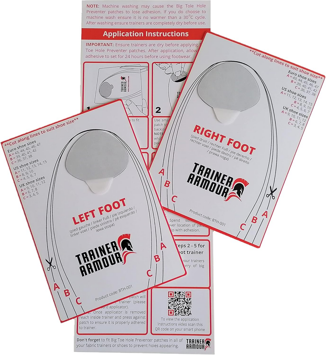 Trainer Armour Big Toe Hole Preventer Patches in White provide discreet protection for light-coloured shoes