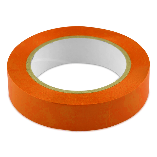 Angelus 1-inch high-visibility orange vinyl tape for precision masking on sneaker midsoles and custom paint projects