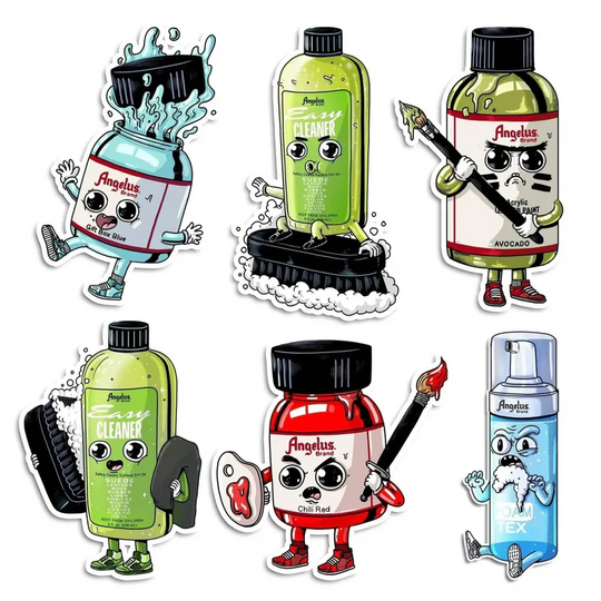 Angelus Sticker Pack #1 by Alex MDC featuring six original designs that celebrate custom culture and sneaker artistry