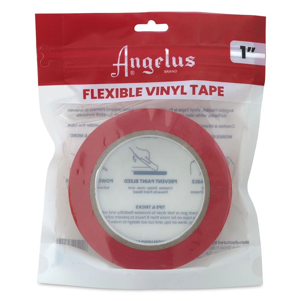 Angelus 1-inch red vinyl tape for professional precision masking on sneakers ensuring clean lines and sharp edges