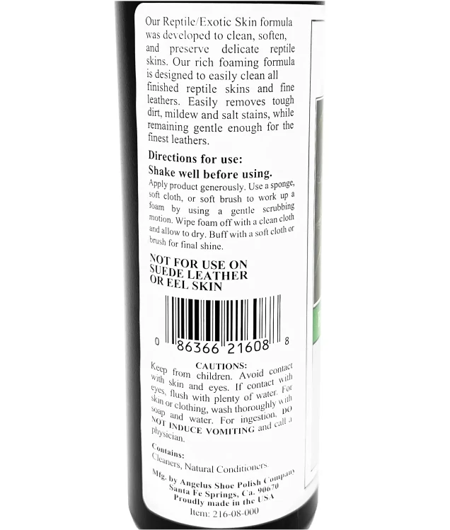 Professional pump application of Angelus Exotic Skin Cleaner on valuable crocodile and exotic leather goods