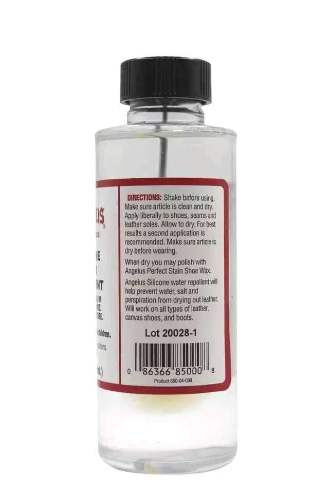 Angelus Water Repellent filling leather pores with silicone protection against moisture damage and water stains