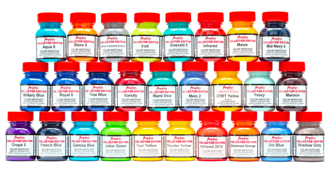 Professional Angelus Collection Edition paint provides premium quality for limited edition sneaker customisation and exclusive artwork