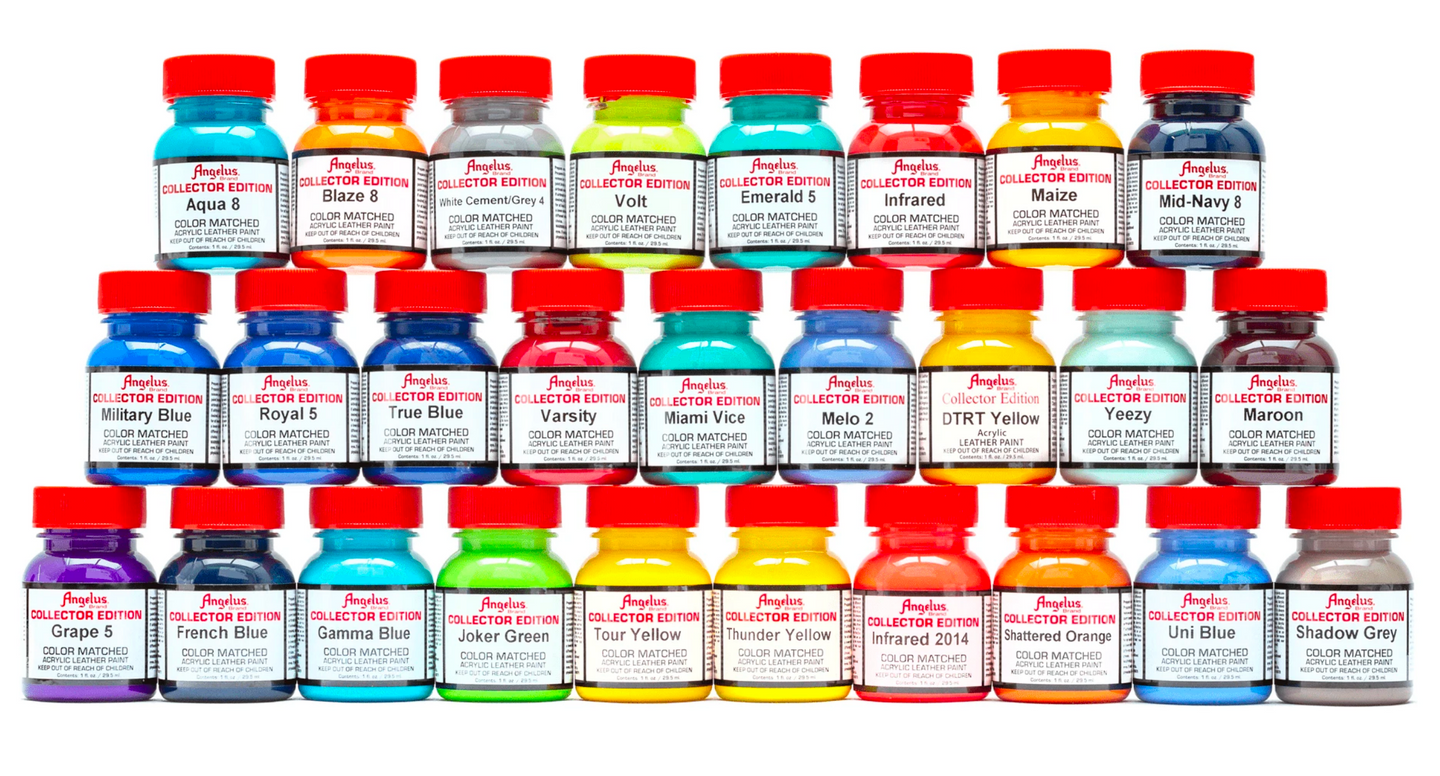 Professional Angelus Collection Edition paint provides premium quality for limited edition sneaker customisation and exclusive artwork