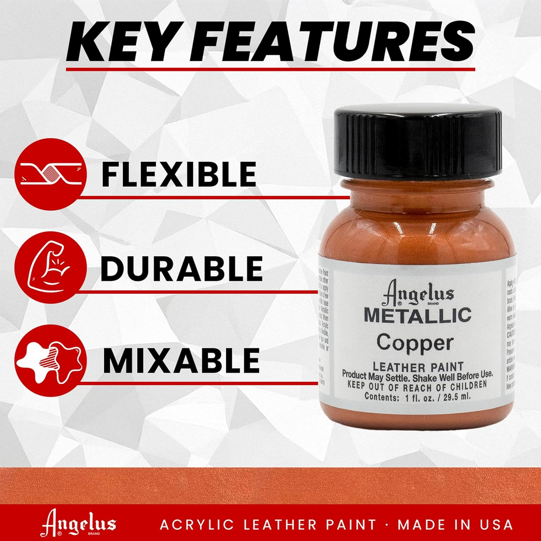 Angelus Copper 141 metallic paint 4oz bottle for bigger custom projects