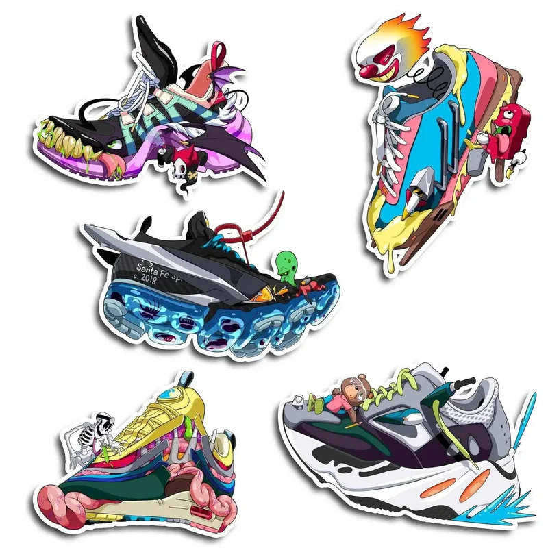 Angelus Sneaker Series sticker pack by artist McFlyyy featuring original footwear-inspired designs for sneaker enthusiasts