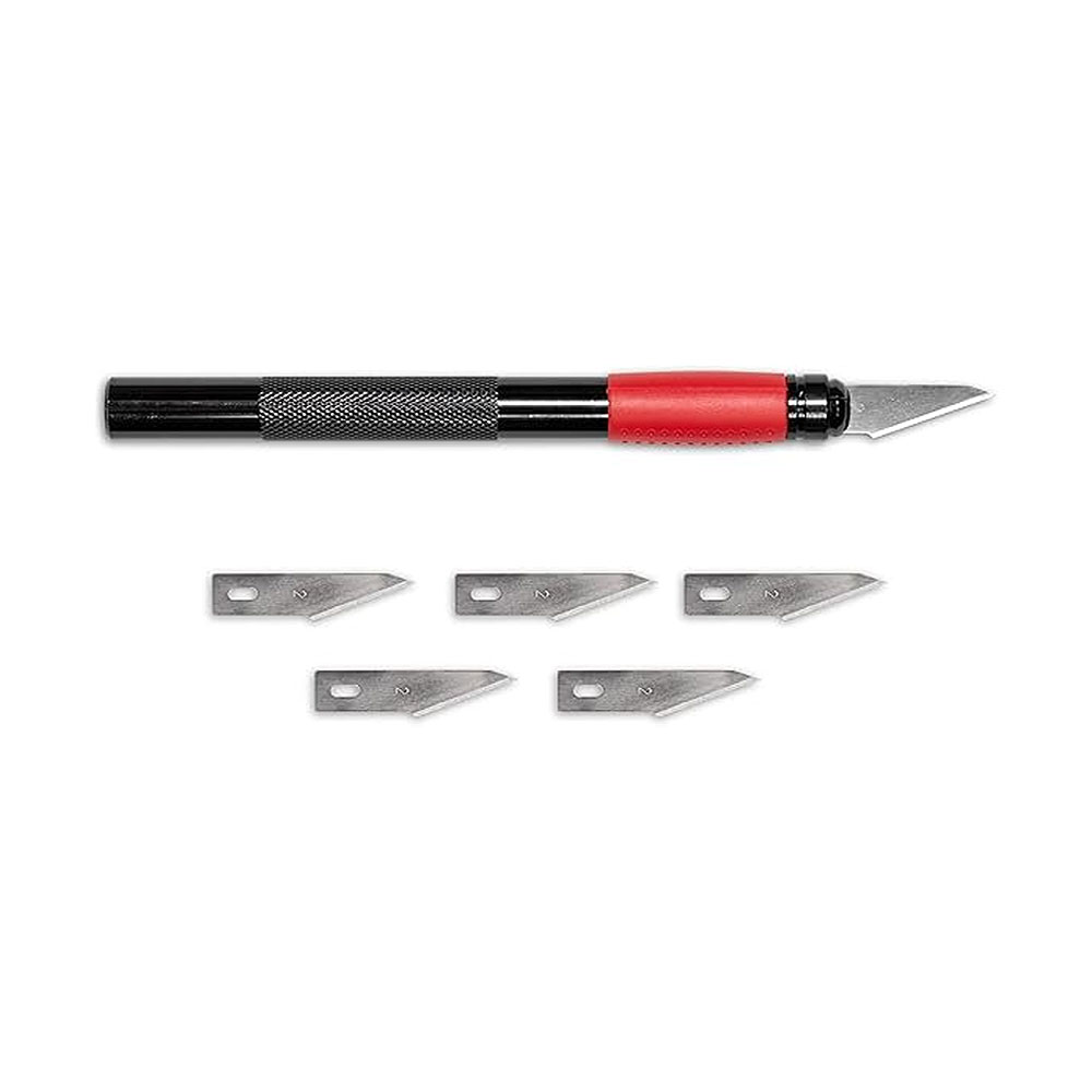 Close-up of Angelus Detail Knife showing comfortable grip and precision design for exacting cutting tasks