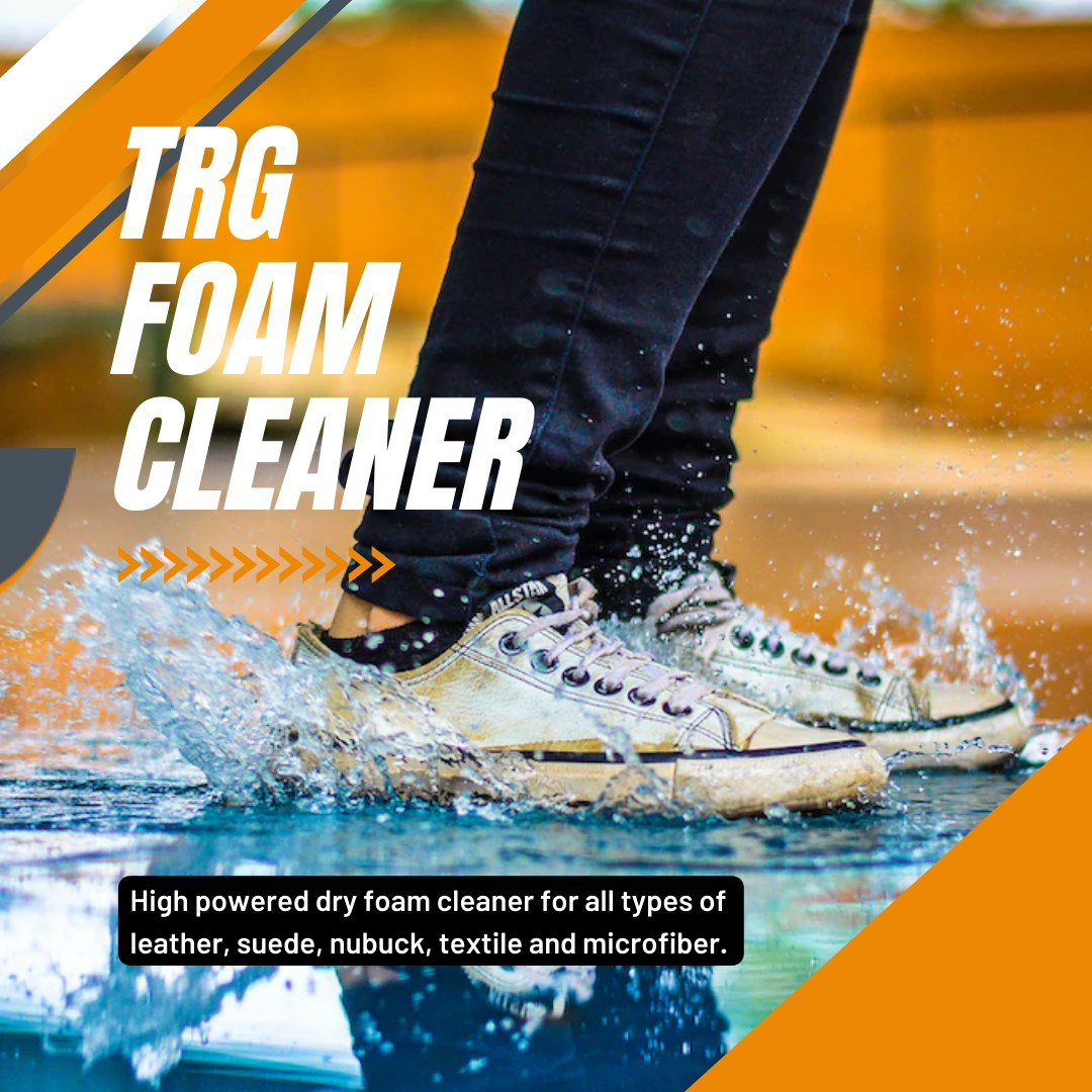Applying TRG Cleaner Foam Shampoo to lift dirt and grime from sensitive materials without over-wetting surfaces