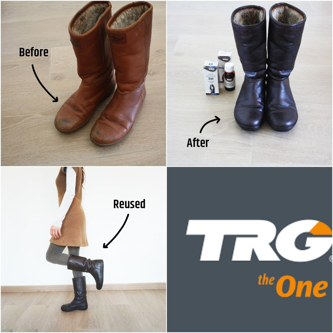TRG Leather Dye refreshing leather appearance and enabling complete colour transformations
