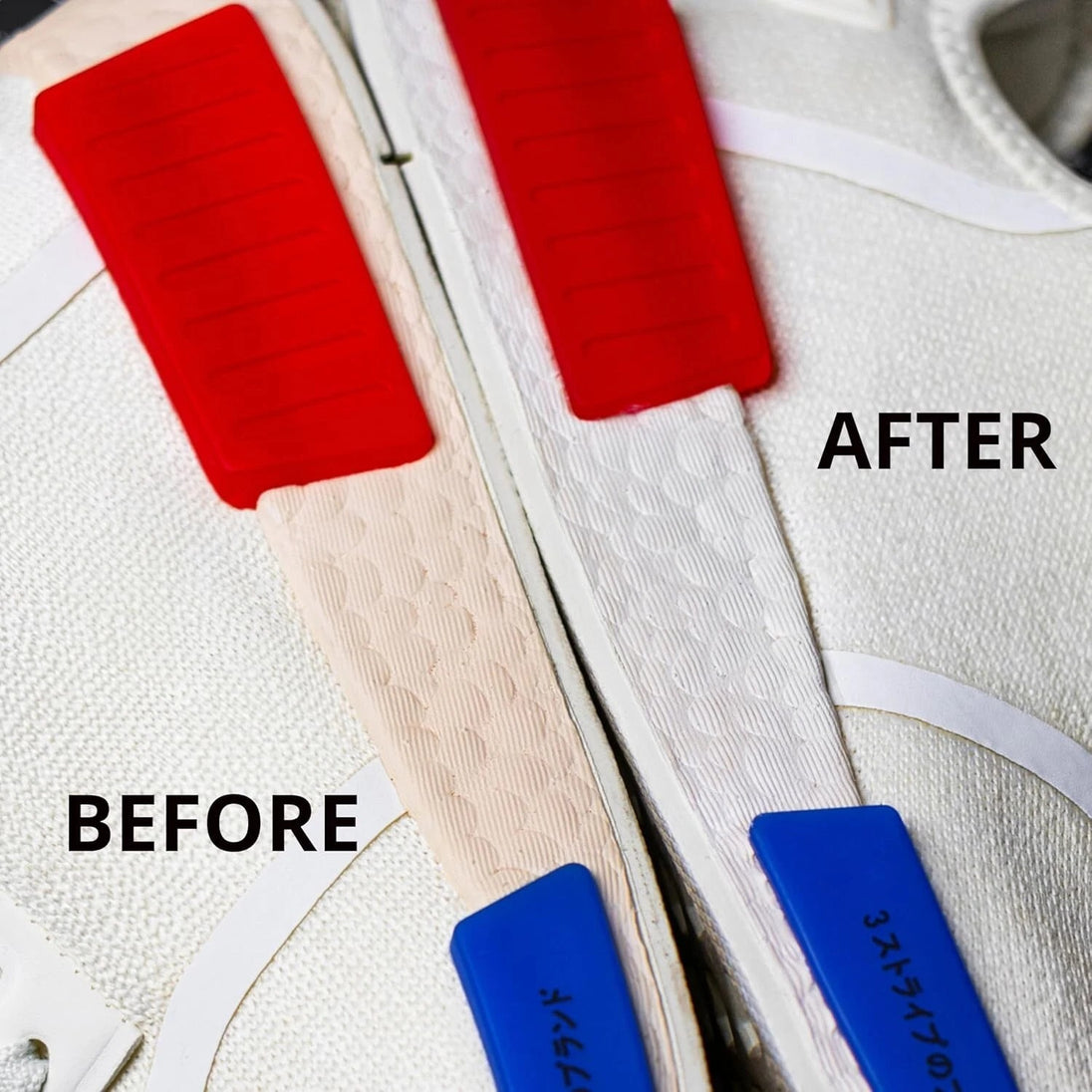 Detailed view of Bright White Angelus Midsole Colour covering stains and restoring original sneaker sole whiteness