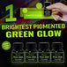 Nighttime demonstration of Angelus Glow in the Dark paint showing bright green luminosity on custom sneakers
