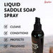 Close-up of Angelus Liquid Saddle Soap spray application on leather boots cleaning and polishing simultaneously
