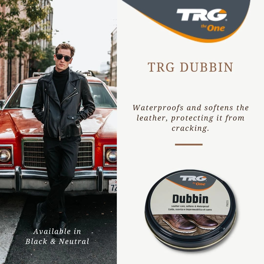 TRG Neutral Dubbin providing wax-based protection that maintains leather breathability and natural look