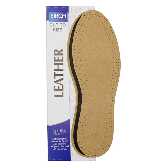 BIRCH Leather Insoles for ladies one size made from adaptive leather that moulds to your foot for custom comfort