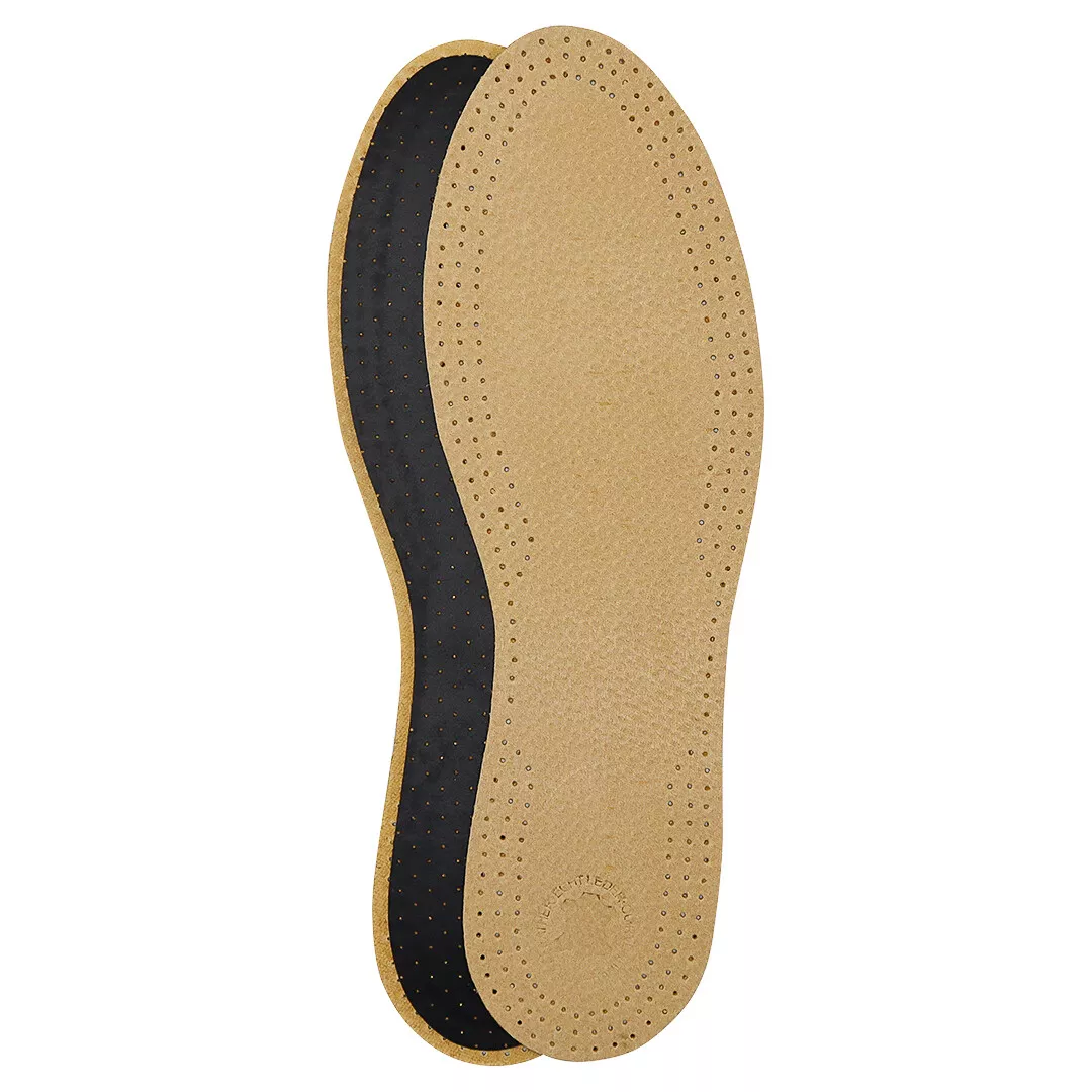 BIRCH one size leather insoles for women feature adaptive leather that conforms to your foot for perfect support