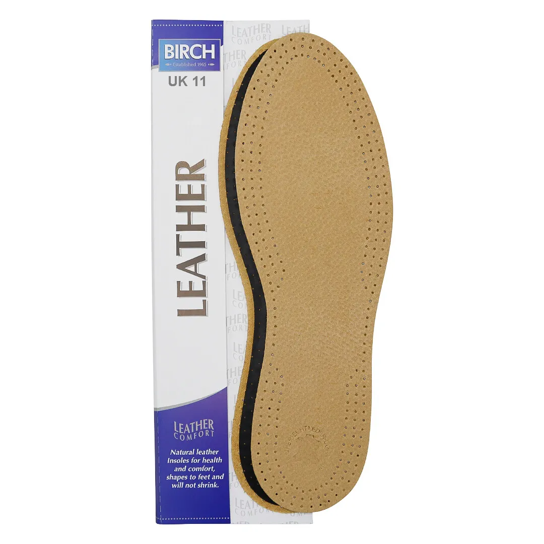 BIRCH leather insoles for gentlemen provide excellent moisture absorption comfortable support and reduced fatigue during extended wear