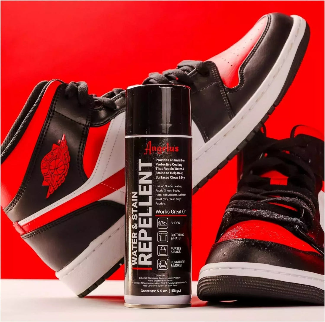 Apply Angelus aerosol repellent for efficient multi-surface protection that safeguards your items from moisture and staining effectively